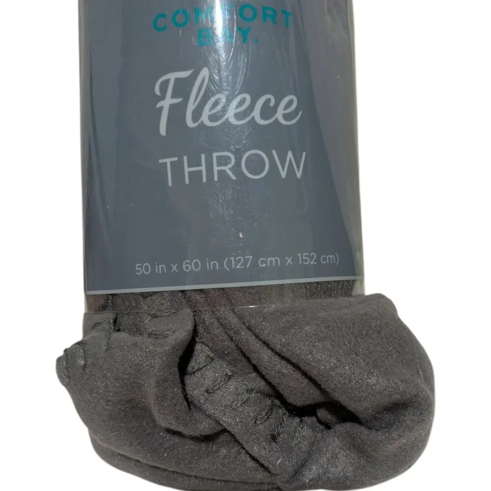 Comfort Bay Fleece Throw Blanket Gray 50x60 Soft Cozy Lightweight New